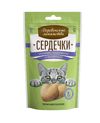 Деревенские лакомства для кошек Сердечки улучшают пищеварение и метаболизм, 30г