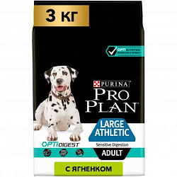 PROPLAN ADULT ATHLETIC для взрослых собак крупных пород ягненок-рис, 3 кг 12294634