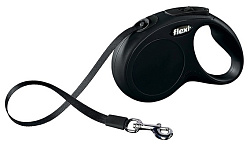 Рулетка Flexi "New Classic" XS ремень 3 м 12 кг черный  42001F Trixie