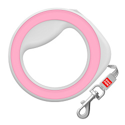 Поводок-рулетка для собак WAUDOG R-leash, круглая, XS-M, до 40 кг, 2,9 м, светоотражающая лента розо