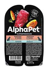 ALPHAPET (АльфаПет) влажный корм для собак с чувствительным пищеварением телятина и тыква 100 г