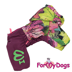 Дождевик "Листья" бордовый дев. р-р 18 341SS-2018F FOR MY DOG