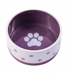 Миска Mr.Kranch керамическая для собак 360 мл белая с фиолетовым