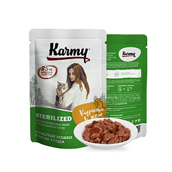 KARMY Sterilized влажный корм для стерилизованных кошек курица в соусе 80 г