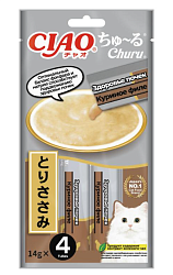 INABA ВЕТ Крем-лакомство Churu пюре для кошек Куриное филе Здоровье почек (1 штука)