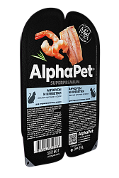AlphaPet (АльфаПет) влажный корм для стерилизованных кошек анчоусы и креветка соус 80 г