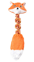 Pet-it игрушка для собак, серия Wow Stretch, плюшевая Лисичка с веревкой и пищалкой, 15x45 см 27676