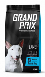 GRAND PRIX DOG Сухой корм для взрослых собак средних пород с ягенком 12 кг