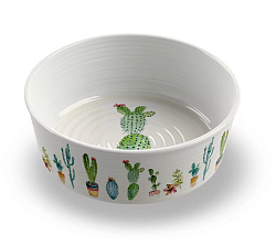 TARHONG Миска для животных "Cactus", белая с рисунком, 17х5.9см/950мл