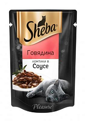 Sheba (Шеба) Pleasure влажный корм для кошек ломтики в соусе говядина 85 г пауч