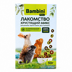 Bambini Pets(Бамбини Петс) Лакомство хрустящий микс для шиншилл, кроликов,морских свинок и дегу,50 г