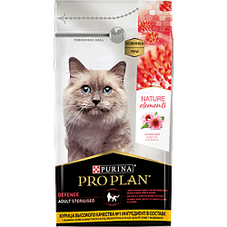 PROPLAN Nature element's Cat сухой корм для стерил.кошек эхинацея/курица 1,4кг 