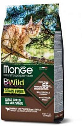 Monge Cat BWild Grain free Merluzzo сухой корм для крупных кошек из мяса буйвола 1,5 кг 70012065