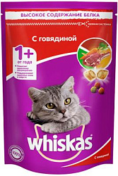 WHISKAS® (Вискас) сухой корм для кошек от 1 года подушечки с паштетом с говядиной 900 г 10231350