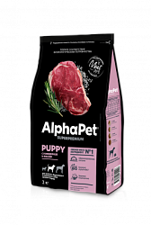 AlphaPet (АльфаПет) сухой для щенков средних пород  с говядиной и рисом 2 кг