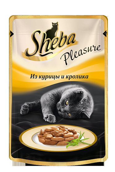 Sheba (Шеба) Pleasure влажный корм для кошек ломтики в соусе курица/кролик 85 г пауч YH856