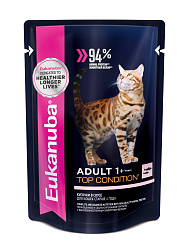 Eukanuba (Эукануба) влажный корм для взрослых кошек с лососем в соусе 85 г 