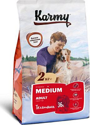KARMY Medium Adult Медиум Эдалт сухой корм для собак средних пород старше 1 года, телятина, 14 кг