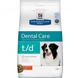 Hill's (Хиллс) T/D Dental Care диета для собак для поддержания здоровья полости рта 4 кг