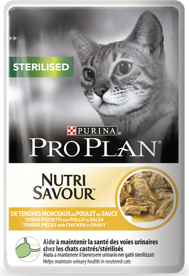 PROPLAN CAT STERILIZED д/стерилиз. с курицей и уткой в соусе 85 г (промо 4+1)