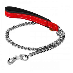 Поводок-цепь с нейлон ручкой "Dog Extreme" "4"длина 1,12 м ,крупные породы, цвет красный 43103
