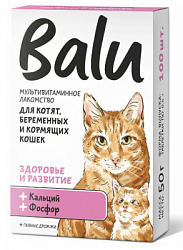 Лакомство мультивит. для котят, бер. и корм. кошек "здор. и разв." 100 таб, Balu (Балу)