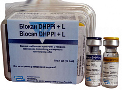 БИОКАН DHPPi+L для собак, 1 доза (10 доз/упак),Биовета