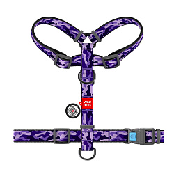 Шлея WAUDOG Nylon с QR-паспортом "Фиолетовый камо", пл. фастекс, М Ш 20 мм А 40-80 5530