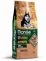 Monge Dog BWild GRAIN FREE беззерновой корм для взрослых собак лосось 12 кг 70012119