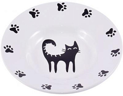 Миска керамическая-блюдце для кошек 140 мл белая КерамикАрт