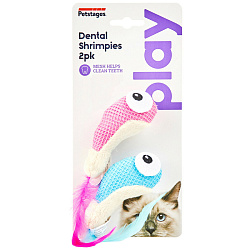 Petstages игрушка для кошек Dental "Креветки" 2 шт. с кошачьей мятой, 7 см 67836