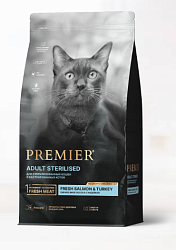 Premier Kat Премьер Кэт для стерилизованных Лосось с  Индейкой 400 г