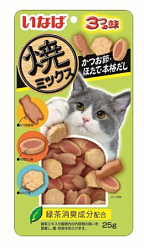 INABA Лакомство запеченое для кошек Yakimiksu со вкусом кацуобуси,морского гребешка бульона 25 г