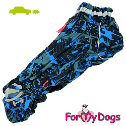 FOR MY DOGS Комбинезон утепленный синий/черный для таксы мальчиков  размер спины 39 см, грудь 43 см