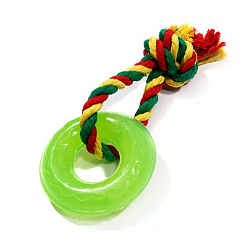 Игрушка для мелких пород Кольцо мини с канатом зеленый, Доглайк