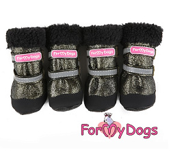 FOR MY DOGS Сапоги зимние РП с усиленным носком черный/золото ц/кр р-р 5 TDSH0049-2023 BL/Gld