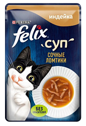 FELIX Суп влажный корм для взрослых кошек сочные ломтики индейка 48 г 