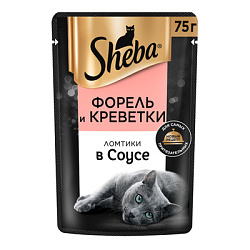 Sheba влажный корм для взрослых кошек форель/креветки 28*75г