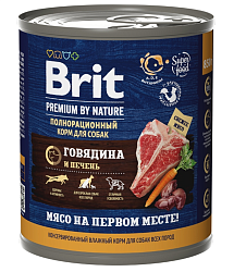BRIT (Брит) консервы корм для собак говядина с печенью 850 г
