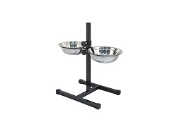 Кормушка регулируемая ECO черная h40см, 2*1,0 л, D (миска трапец., металл.разбор в короб) арт.1083