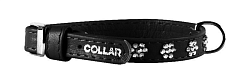 Ошейник "Collar Glamour" с клеевыми стразами "Цветочек" черный (шир 20мм дл 30-39см) 32021
