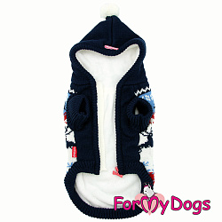 FOR MY DOG Куртка вязаная синяя"Олени" (14-16) FW979-2021 