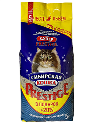 Наполнитель Сибирская кошка "Супер Престиж" комкующийся 5 л 