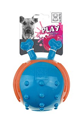 Игрушка для крупных пород мяч с рожками синий/оранжевый 17 см, Mpets