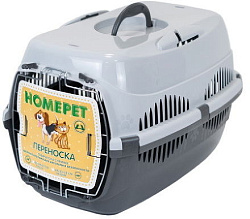 Переноска для животных малая серая 43х29х27 см HOMEPET 78856