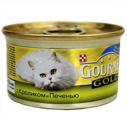 GOURMET GOLD ДУО влажный корм для взрослых кошек кролик-печень 85 г PR12032395