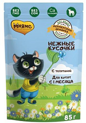 Мнямс влажный корм для котят  "Фермерская ярмарка" нежные кусочки с телятиной 85 г