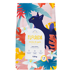 FLORIDA(Флорида)сухой корм для взрослых кошек с курицей и яблоком 800 г 53908