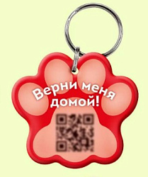 Адресник цифровой для собак и кошек с QR-кодом и NFC красный PetCard