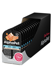 AlphaPet (АльфаПет) влажный корм для взрослых кошек лосось паштет 80 г